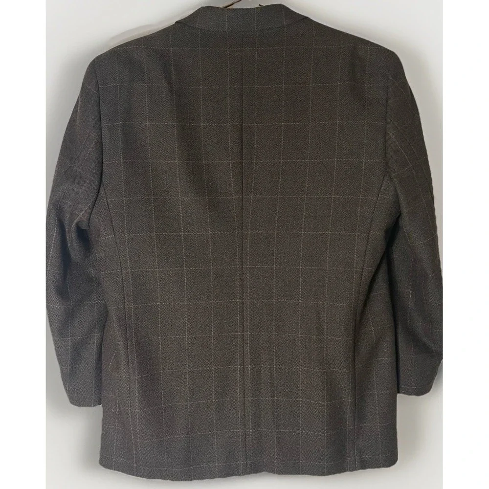 Linea Uomo Men's Wool & Silk Sport Coat – Dark‎ Green Plaid – Size 44 Long